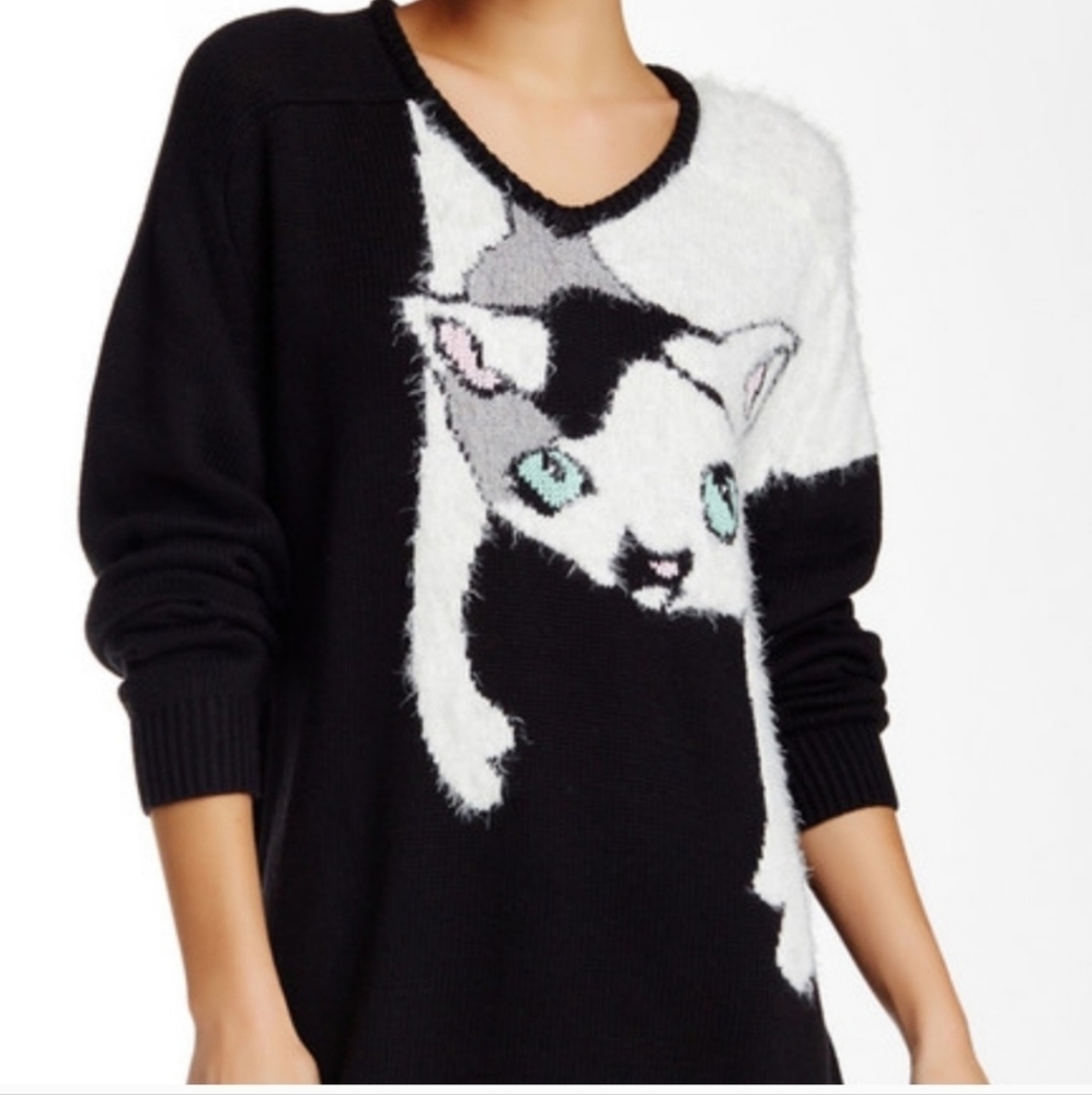Wildfox Joan Baggy Boy Cat Sweater Rare White Label XS